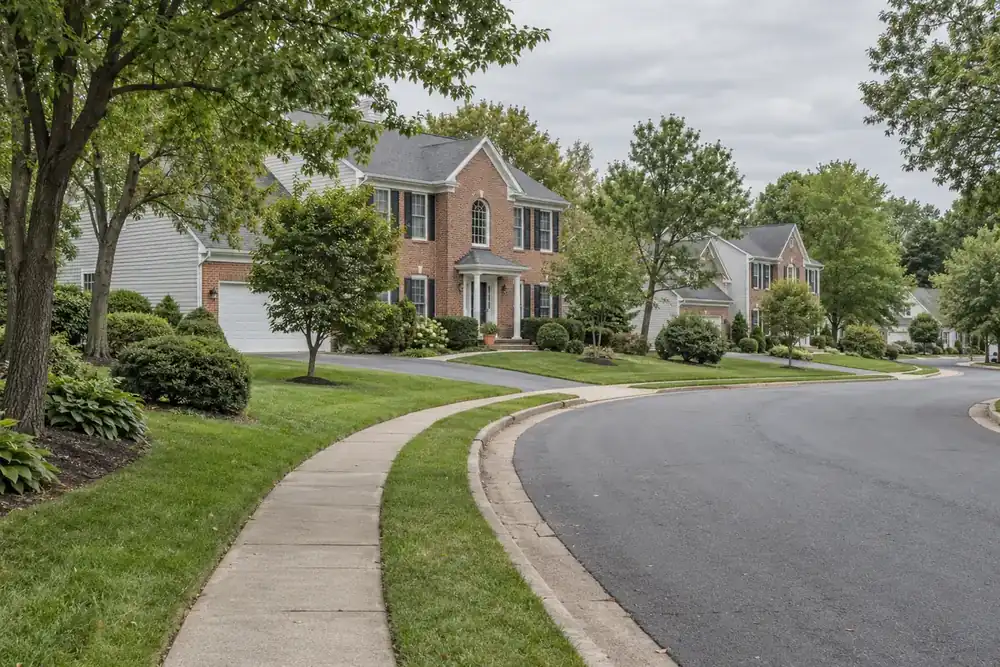Illustration of a typical residential street in the Lowes Island, VA area