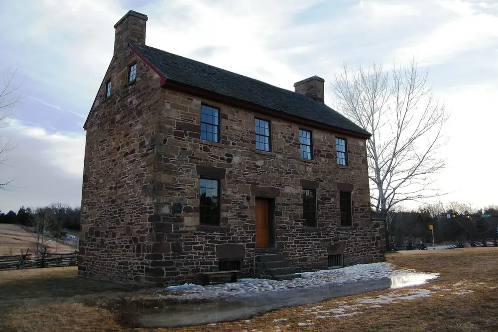 Historic stone house with a chimney near Manassas National Battlefield in Manassas, Virginia