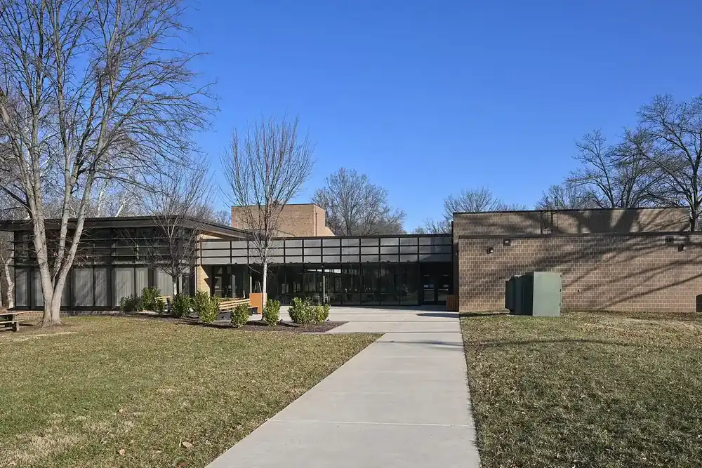 McLean Community Center building behind a wide lawn and concrete walkway in McLean, Virginia