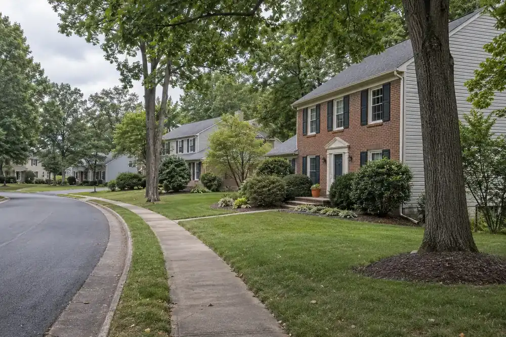 Illustration of a typical residential street in the Newington Forest, VA area