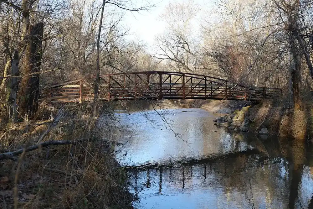 Footbridge over Accotink Creek on the Accotink Loop Trail in West Springfield, Virginia